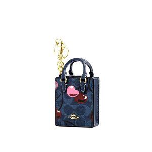 NWT Coach CZ084 North South Mini Tote Bag Charm Keychain Signature Cherry Print